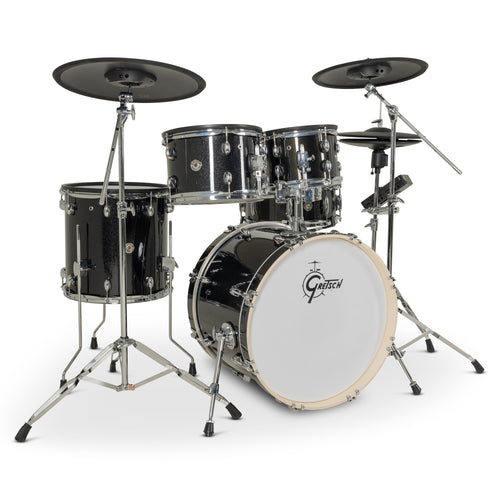 Gretsch Catalina EVO 5-piece electronic drum kit in Black Sparkle, front left three-quarter view