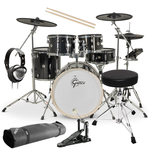 Gretsch Drums Catalina EVO 5pc Electronic Drum Set - Black Sparkle DRUM ESSENTIALS BUNDLE