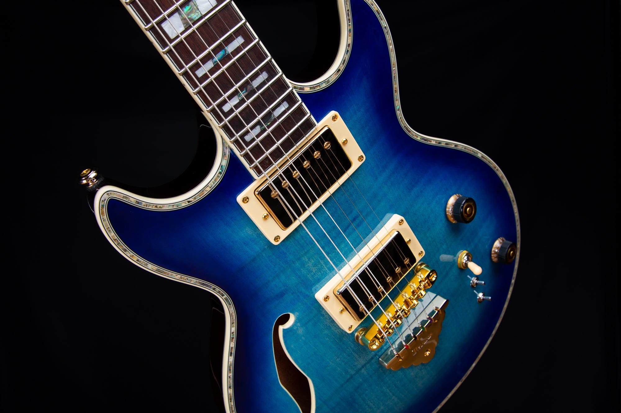 Ibanez AR520HFM AR Semi-Hollow Electric Guitar - Light Blue Burst view 5