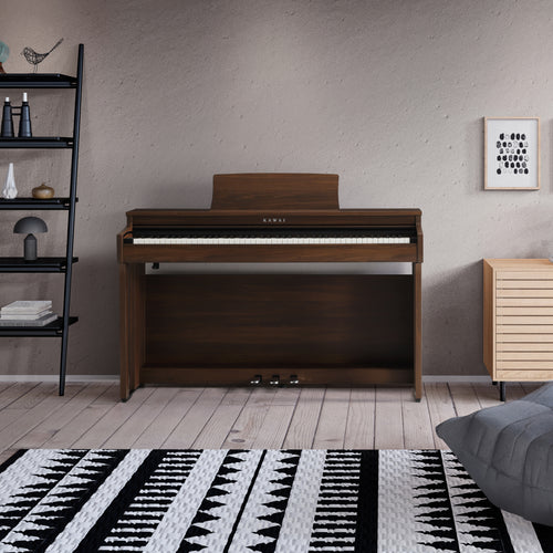 Kawai CN201 Digital Piano - Mocha Walnut in a stylish room