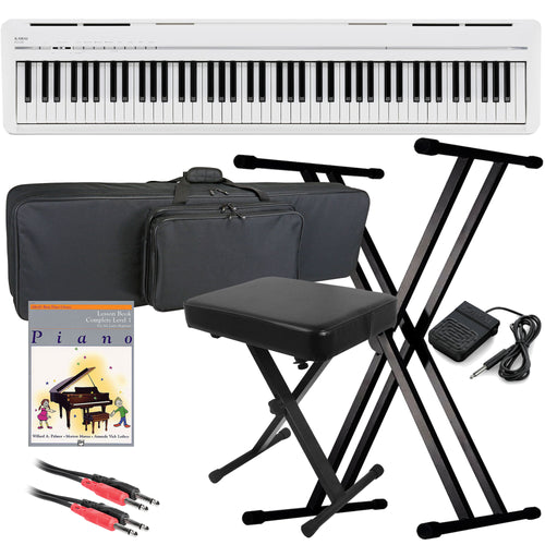 Kawai ES120 Portable Digital Piano - White STAGE ESSENTIALS BUNDLE