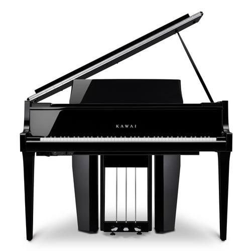 Kawai NOVUS NV12 Hybrid Grand Piano - Ebony Polish - Front View Lid Open Completely