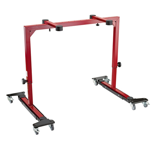 K&M 18806 Trolley for Keyboard Stands on a white background with a red stand on it