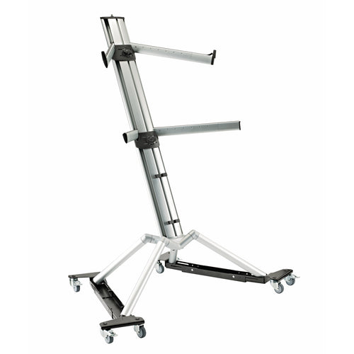 K&M 18806 Trolley for Keyboard Stands on a white background with an unconventional style of stand on it