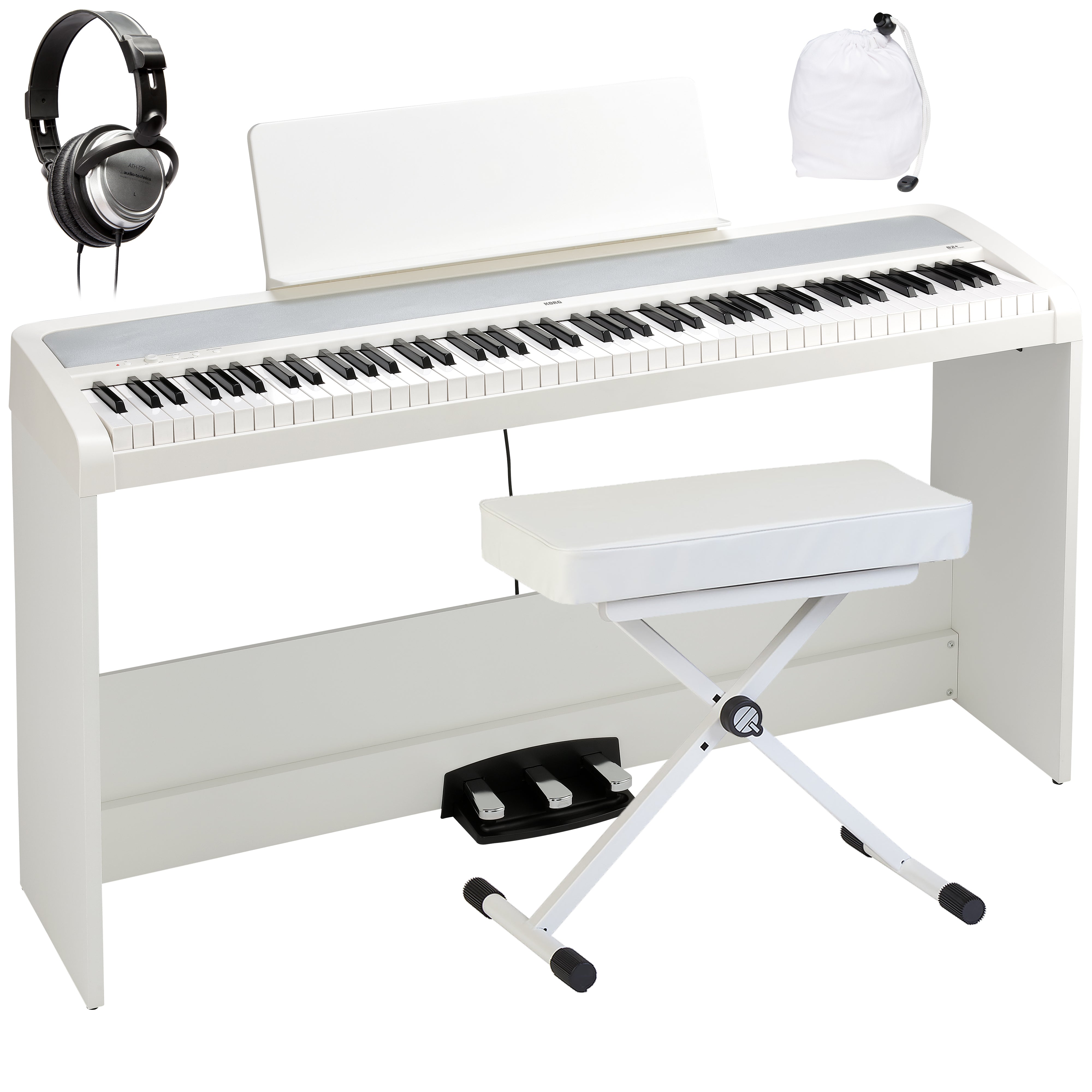Korg B2+ Digital Piano with Stand and Pedals - White COMPLETE HOME