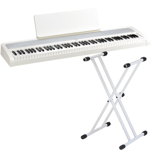 Collage showing items included in the Korg B2+ Plus Digital Piano - White BONUS PAK