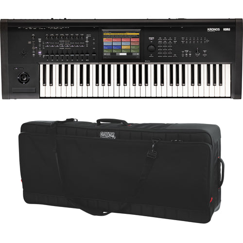 Collage showing components in Korg Kronos 3 61-Key Music Workstation CARRY BAG KIT