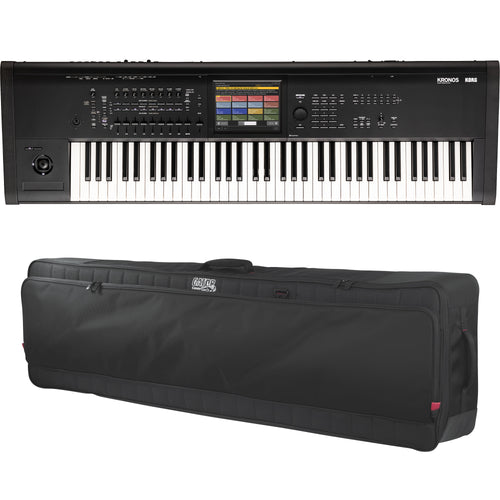 Collage showing components in Korg Kronos 3 73-Key Music Workstation CARRY BAG KIT