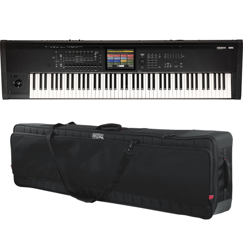 Collage showing components in Korg Kronos 3 88-Key Music Workstation CARRY BAG KIT