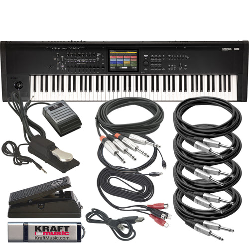 Collage showing components in Korg Kronos 3 88-Key Music Workstation CABLE KIT