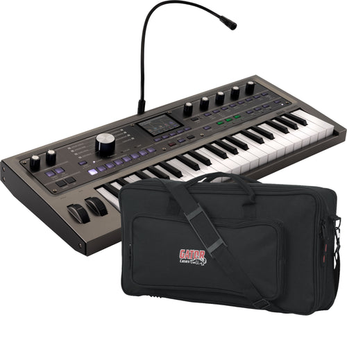 Collage showing components in Korg MicroKorg2 Synthesizer/Vocoder CARRY BAG KIT