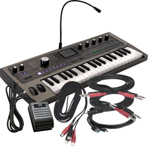 Collage showing components in Korg MicroKorg2 Synthesizer/Vocoder CABLE KIT