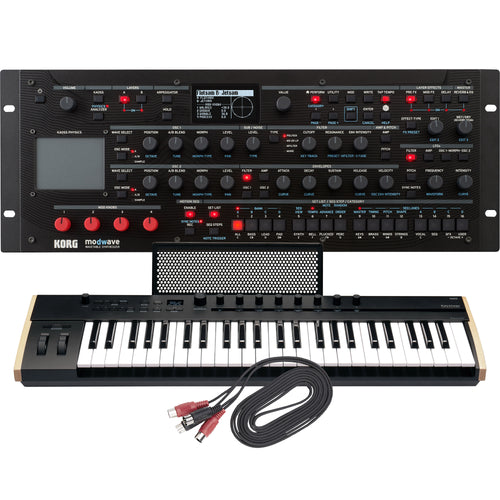 Collage showing components in Korg Modwave Module Wavetable Synthesizer CONTROLLER RIG