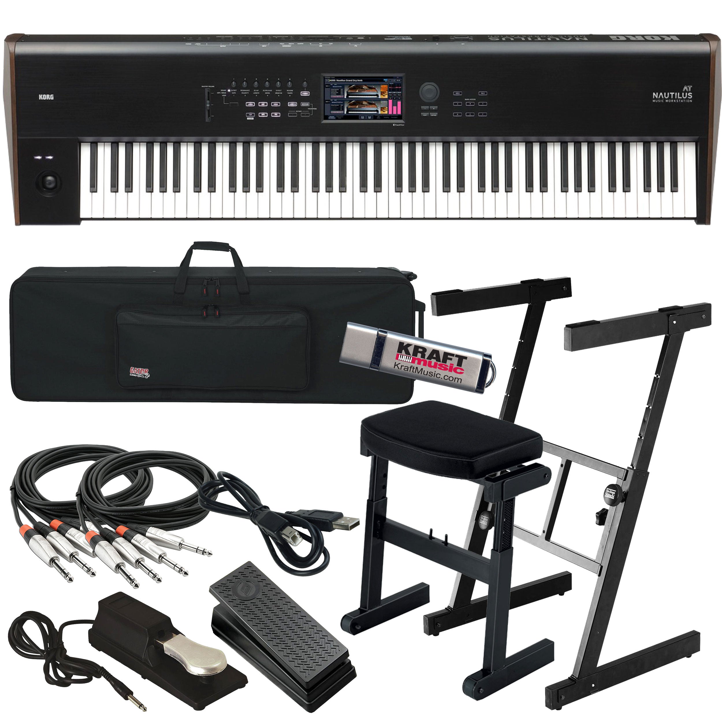 Collage image of the Korg Nautilus AT 88-Key Music Workstation STAGE RIG