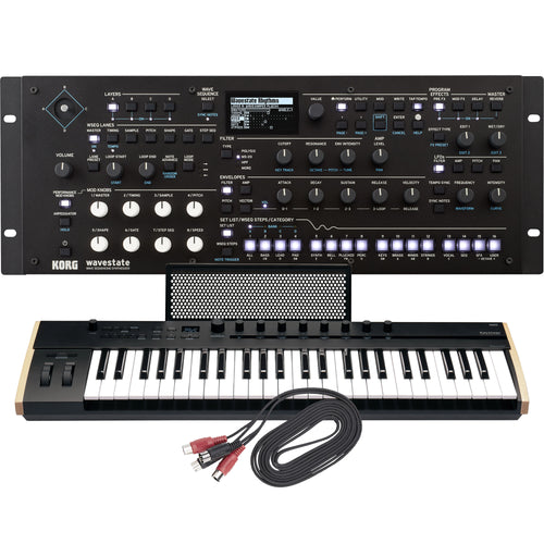Collage showing components in Korg Wavestate Module Wave Sequencing Synthesizer CONTROLLER RIG