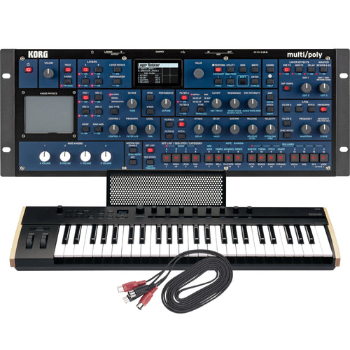 Collage showing components in Korg Multi/Poly Module Analog Modeling Synthesizer CONTROLLER RIG