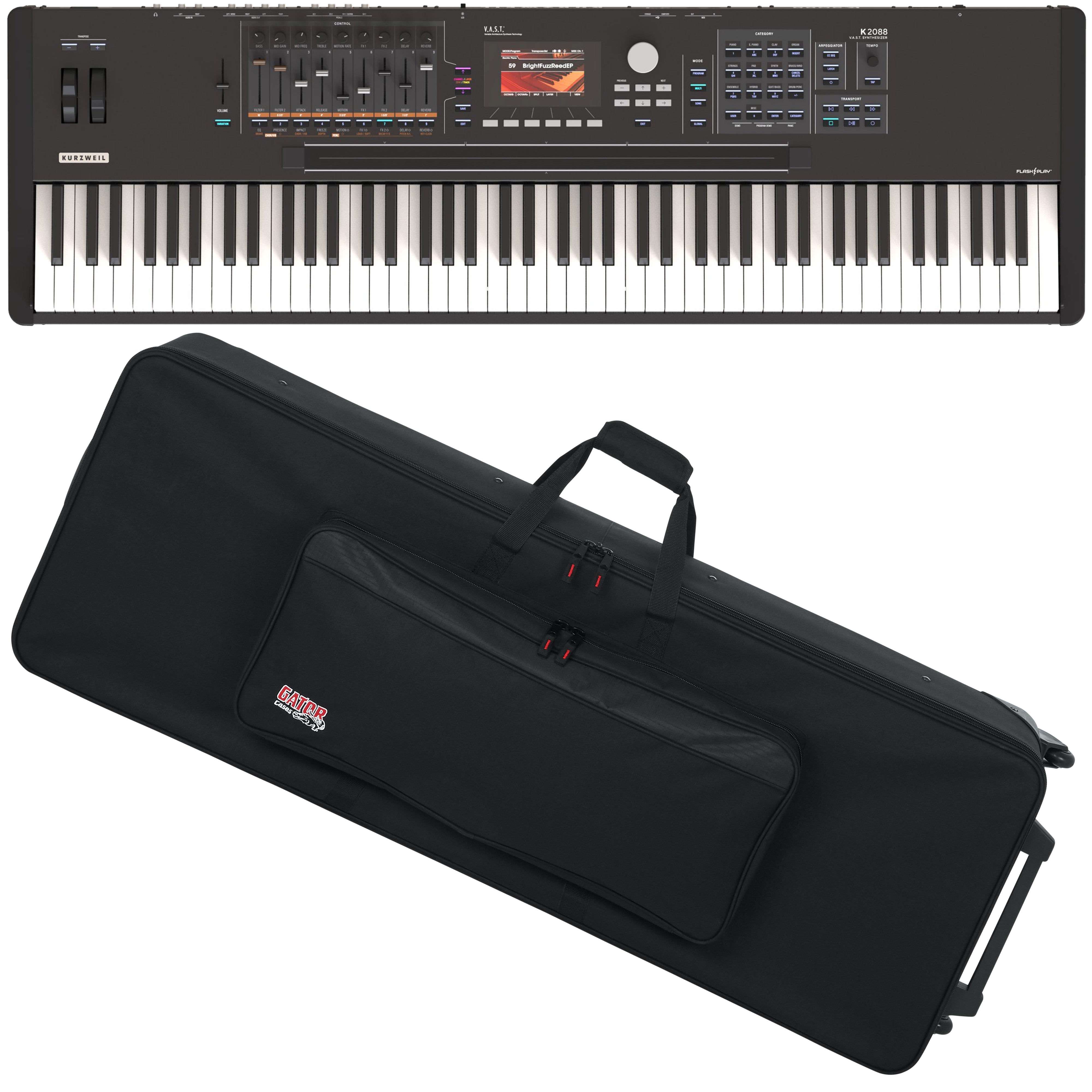 Kurzweil K2088 Synthesizer Workstation and case