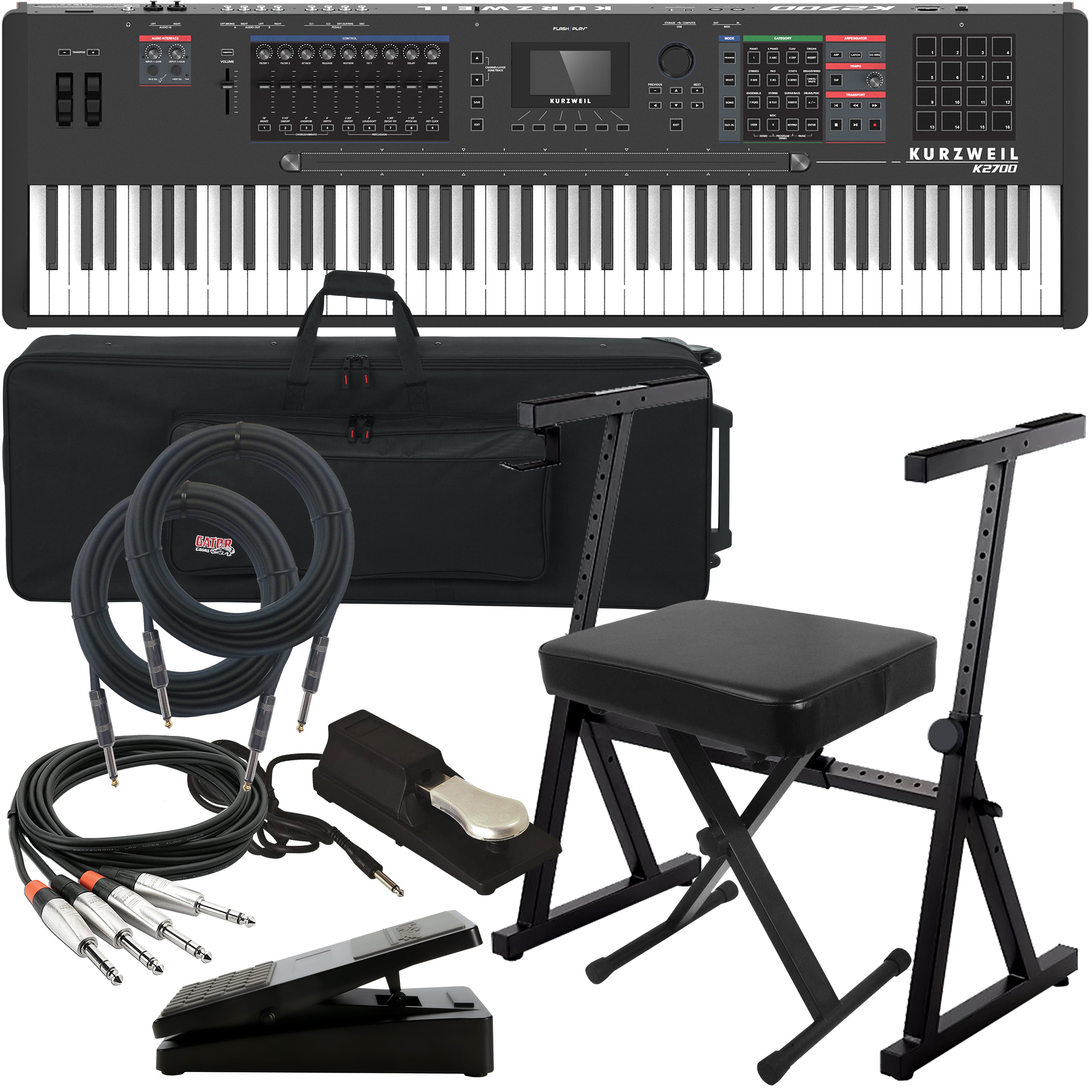Kurzweil K2700 2`88-Key Music Workstation STAGE ESSENTIALS BUNDLE