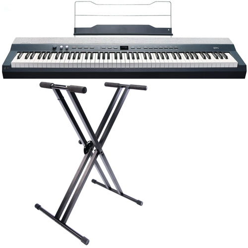 Collage of items included in the Kurzweil KaP1 Digital Piano - Blue BONUS PAK
