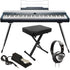 Collage of items included in the Kurzweil KaP1 Digital Piano - Blue HOME ESSENTIALS BUNDLE