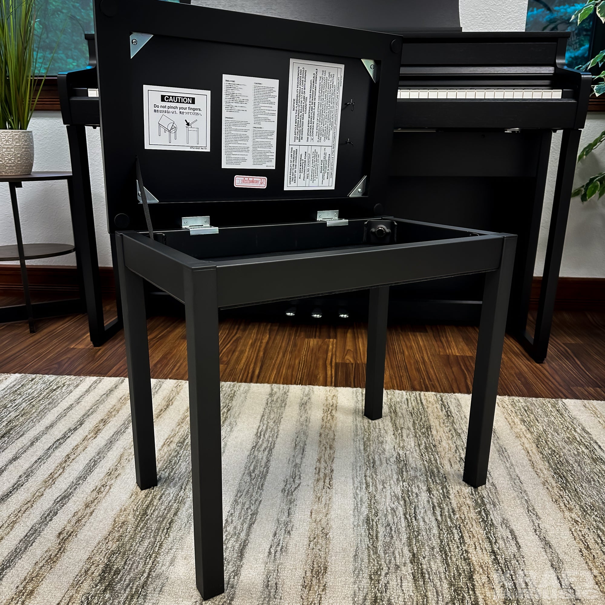 Kawai CA401 Concert Artist Digital Piano - Satin Black - Bench open