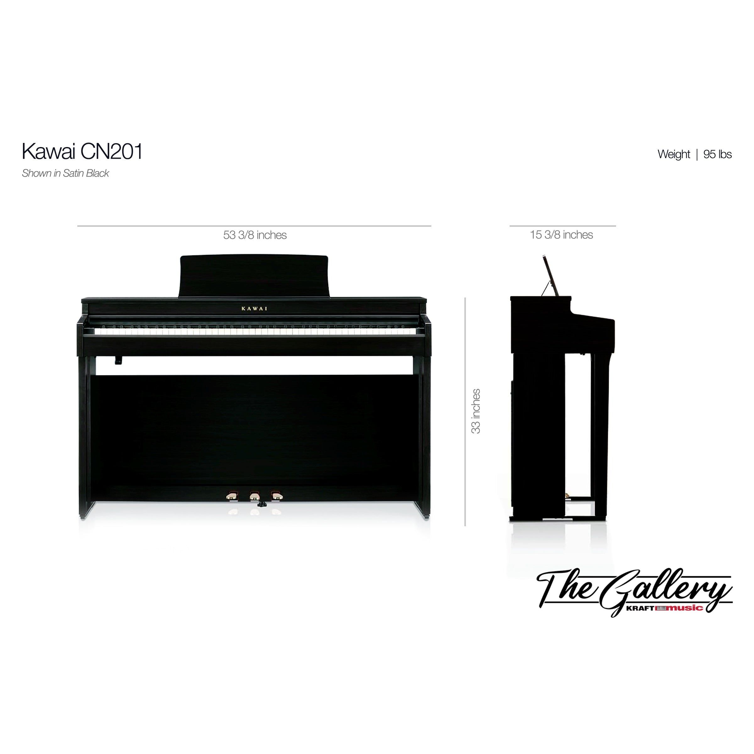 Kawai CN201 Digital Piano - Dimensions