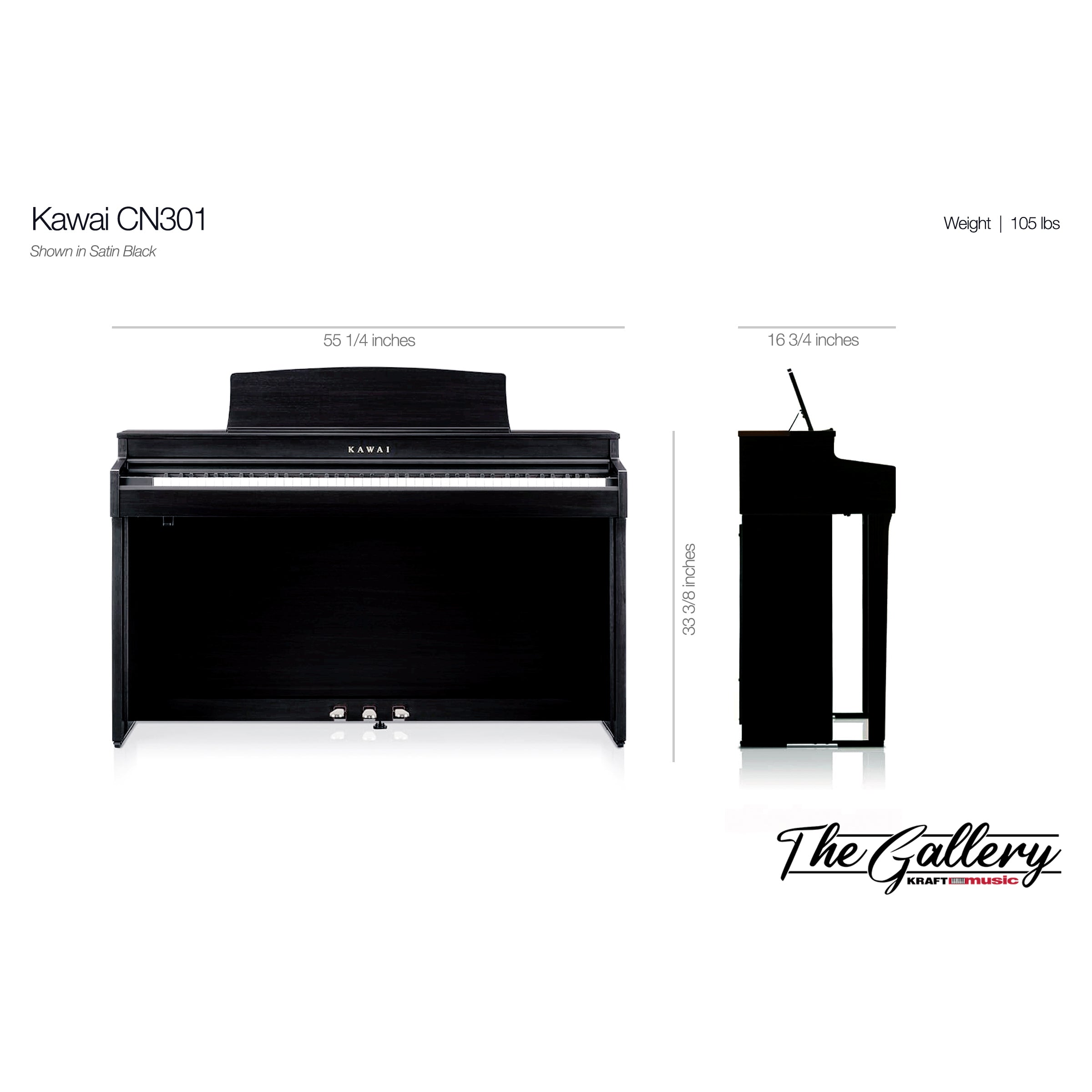 Kawai CN301 Digital Piano - Dimensions