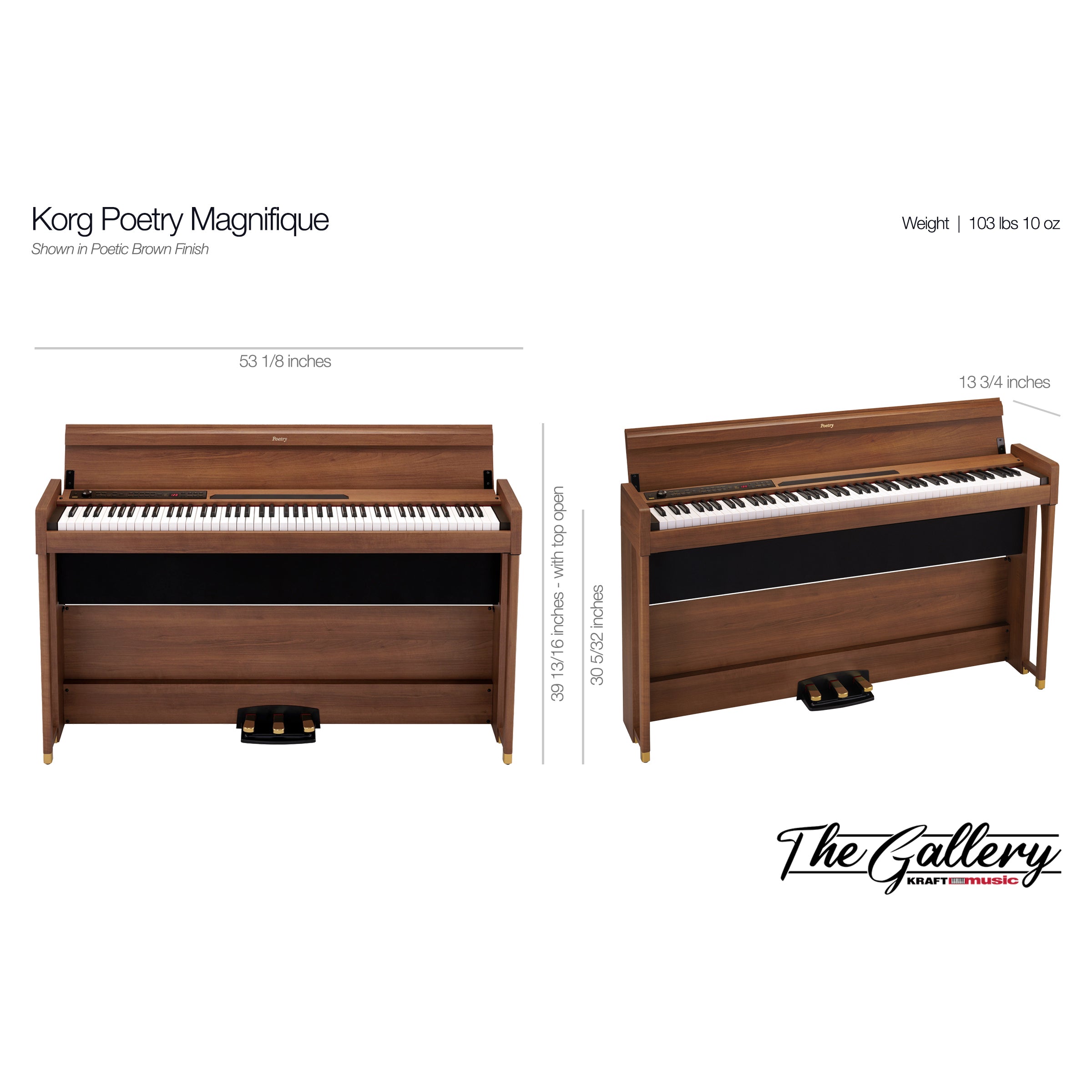Korg Poetry Magnifique Chopin-Inspired Digital Piano - Brown