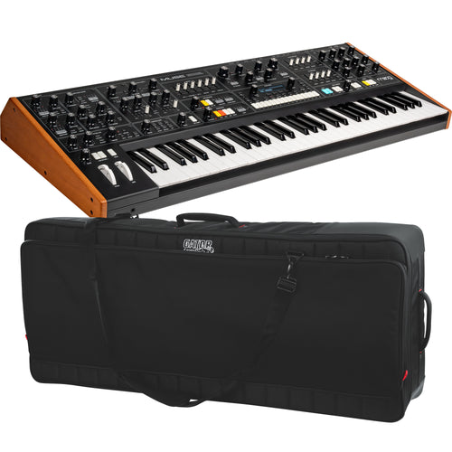 Collage showing components in Moog Muse 8-Voice Polyphonic Analog Synthesizer CARRY BAG KIT