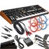 Collage showing components in Moog Muse 8-Voice Polyphonic Analog Synthesizer CABLE KIT