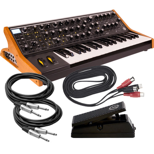 Collage showing components in Moog Subsequent 37 Analog Synthesizer CABLE KIT