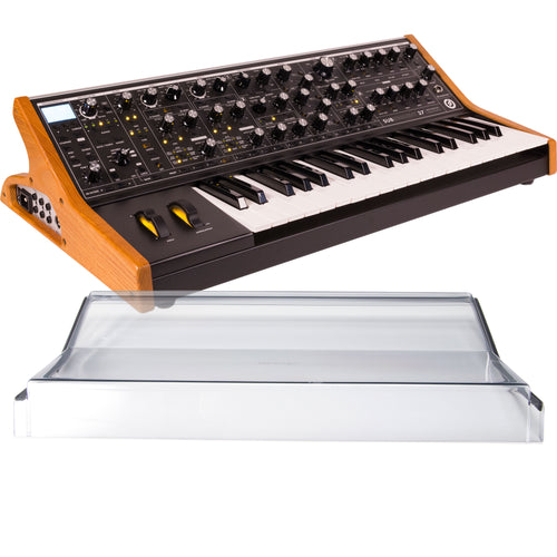 Collage showing components in Moog Subsequent 37 Analog Synthesizer DECKSAVER KIT