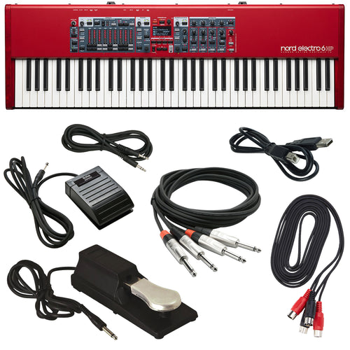 Collage of items included in the Nord Electro 6 HP 73 Stage Keyboard CABLE KIT