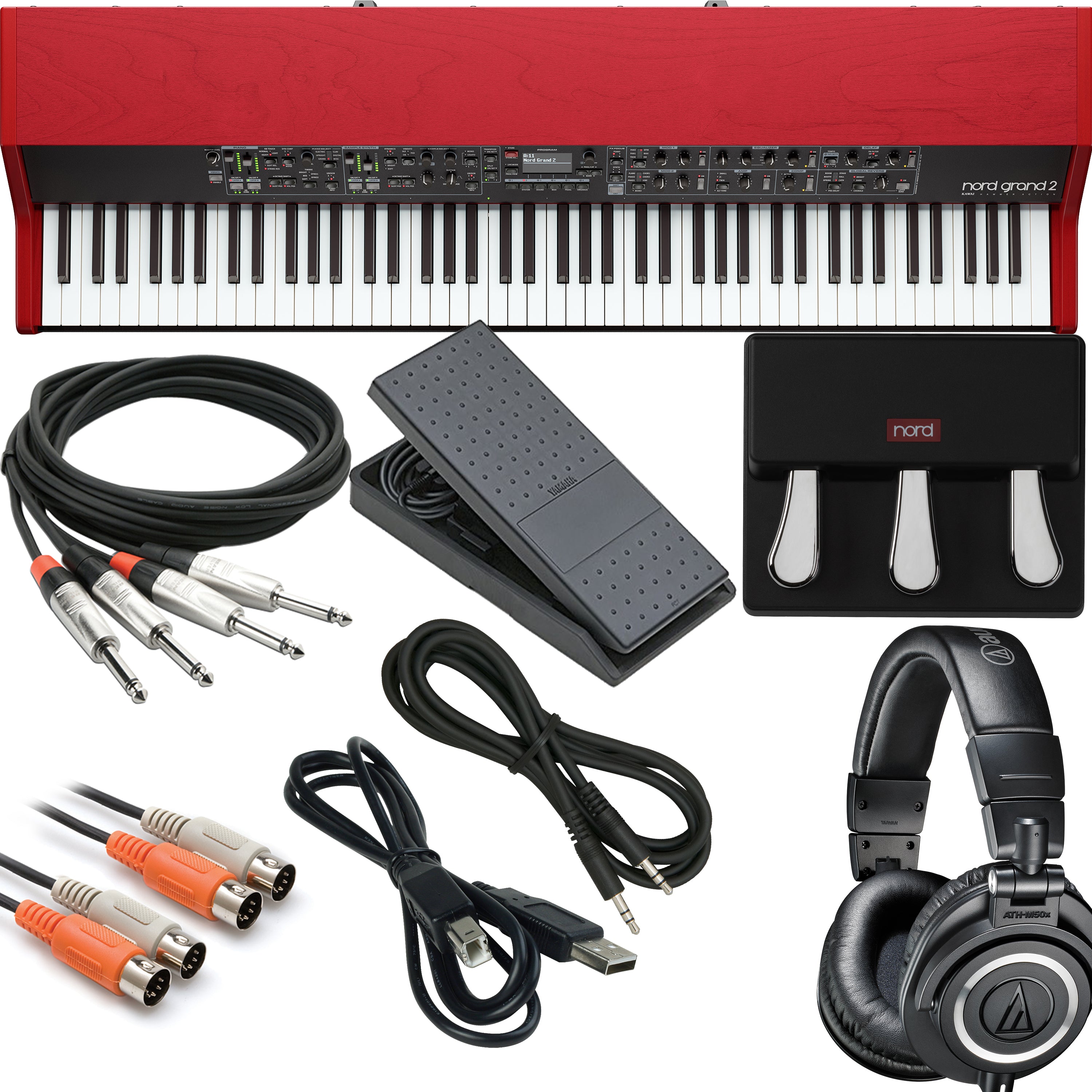 Collage image of the Nord Grand 2 Stage Piano CABLE KIT