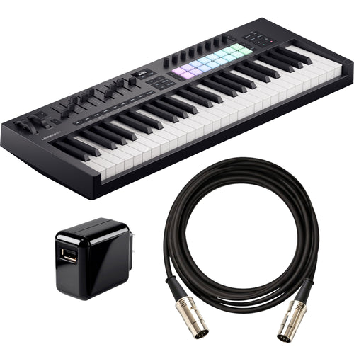 Collage showing components in Novation Launchkey 49 Mk4 Keyboard Controller POWER & CABLE KIT