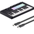 Collage showing components in Novation Launchkey Mini 25 Mk4 Keyboard Controller USB-C CABLE KIT