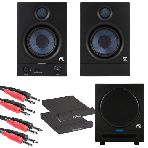 Collage image of the PreSonus Eris 4.5BT Powered Studio-Monitors (Pair) with Bluetooth SUB PAK