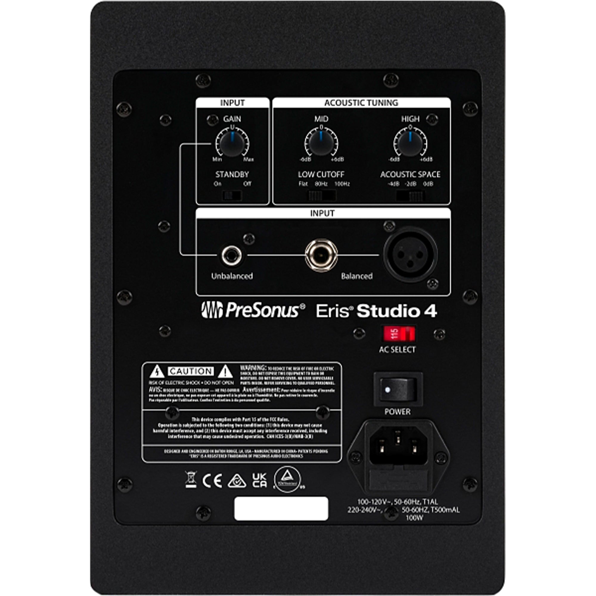 PreSonus Eris Studio 4 4" Active Studio Monitor - back