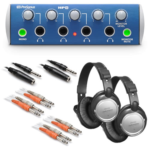 PreSonus HP4 Headphone Distribution System AUDIO ESSENTIALS BUNDLE