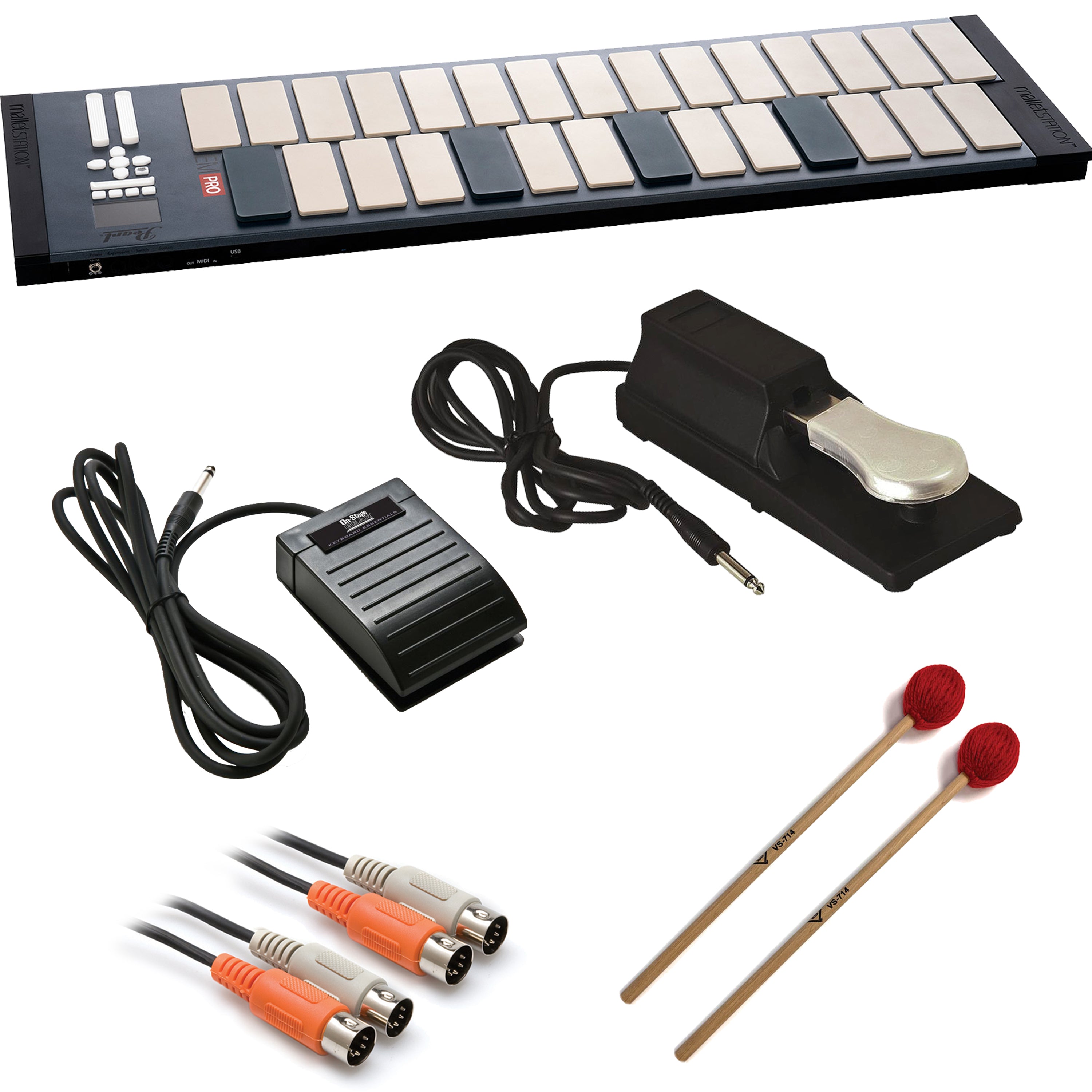 Collage image of the Pearl EMC malletStation EM Pro 2 Octave Controller BONUS PAK