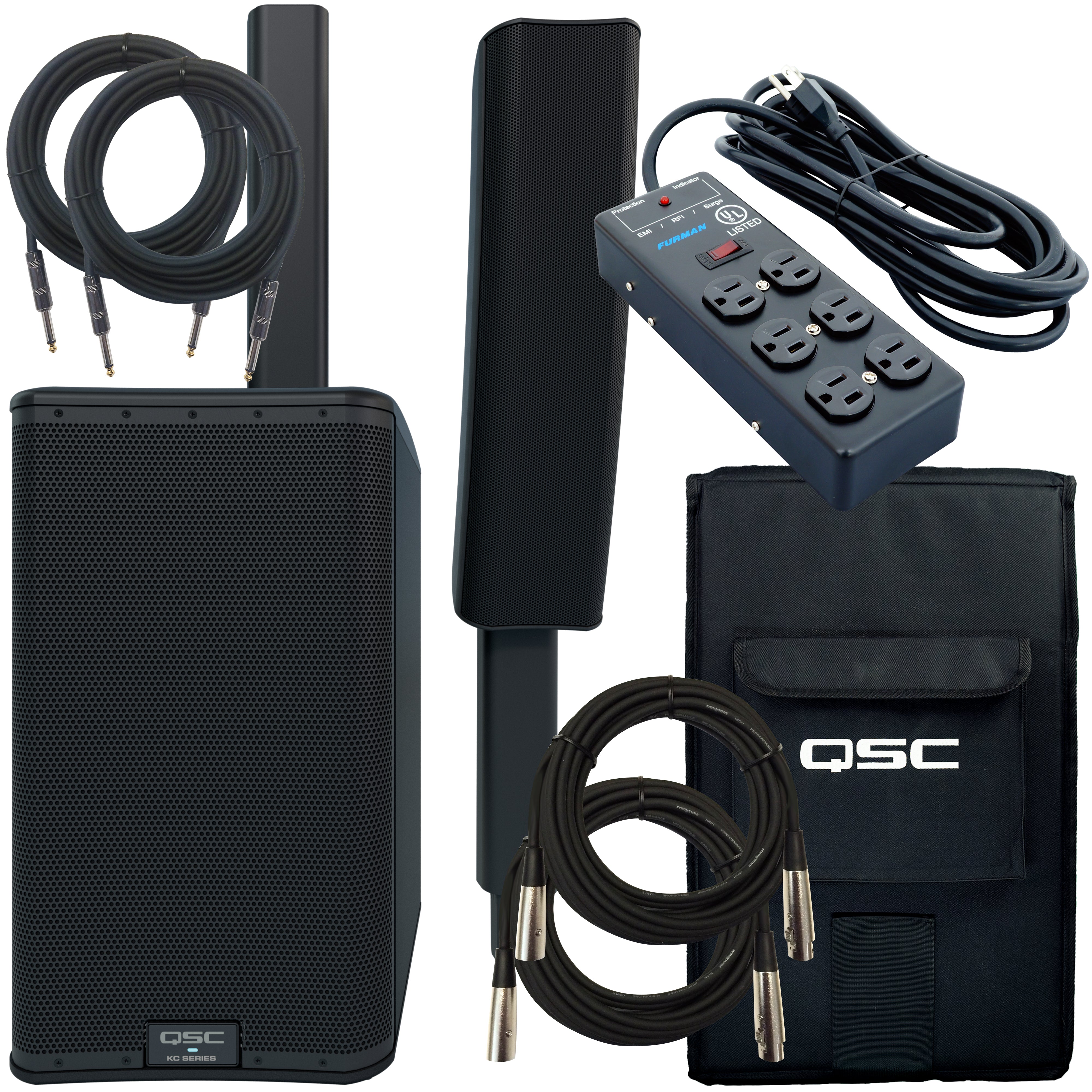 QSC KC12 3-Way Column Speaker System - Black STAGE PAK