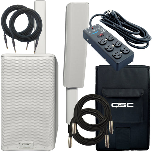 QSC KC12 3-Way Column Speaker System - White STAGE PAK
