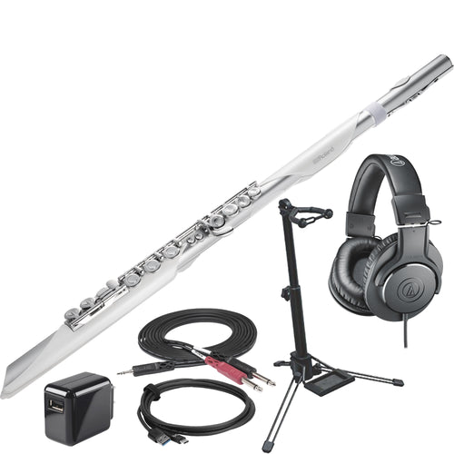 Collage showing components in Roland Aerophone Brisa Digital Wind Instrument BONUS PAK