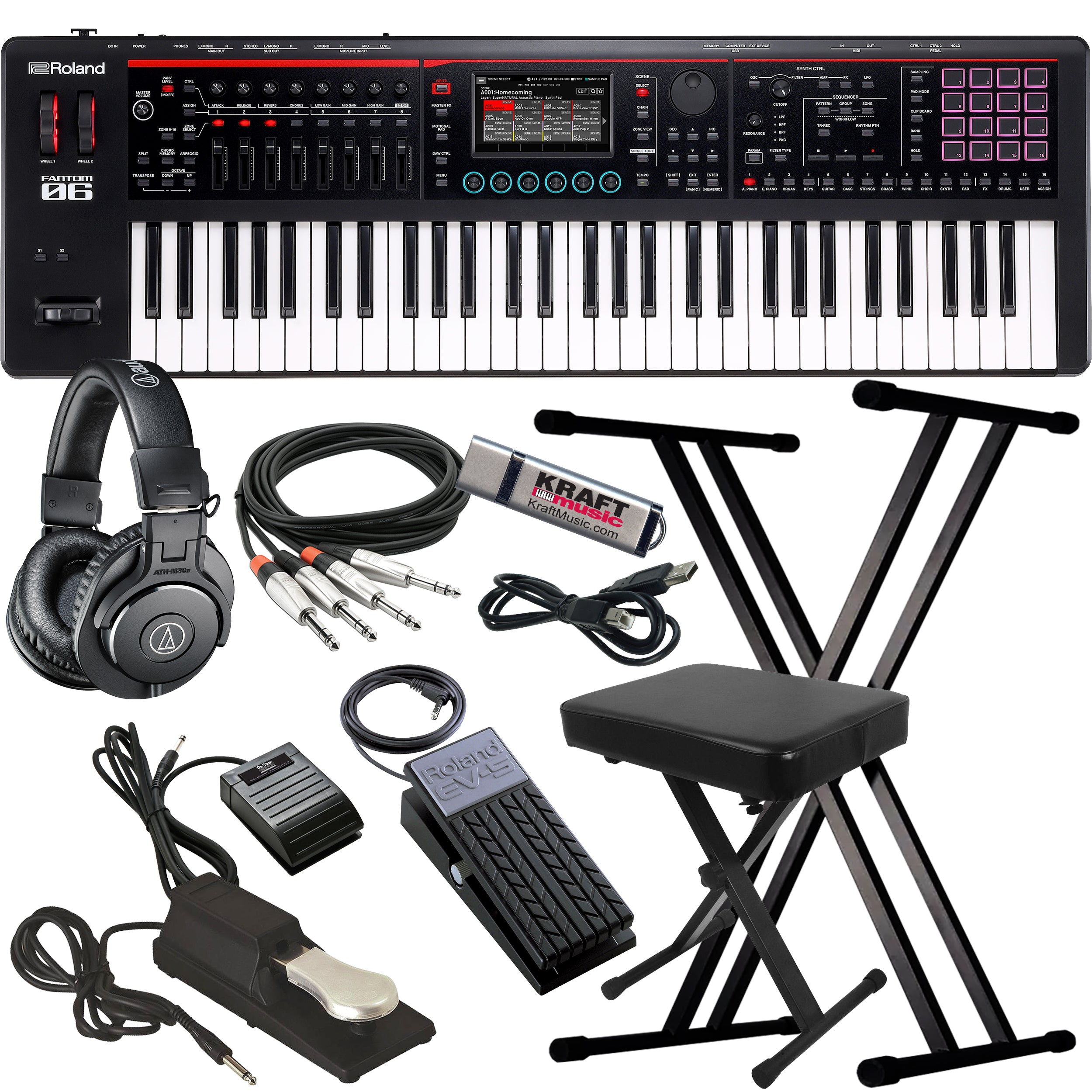 Roland Fantom-06 Workstation Keyboard KEY ESSENTIALS BUNDLE