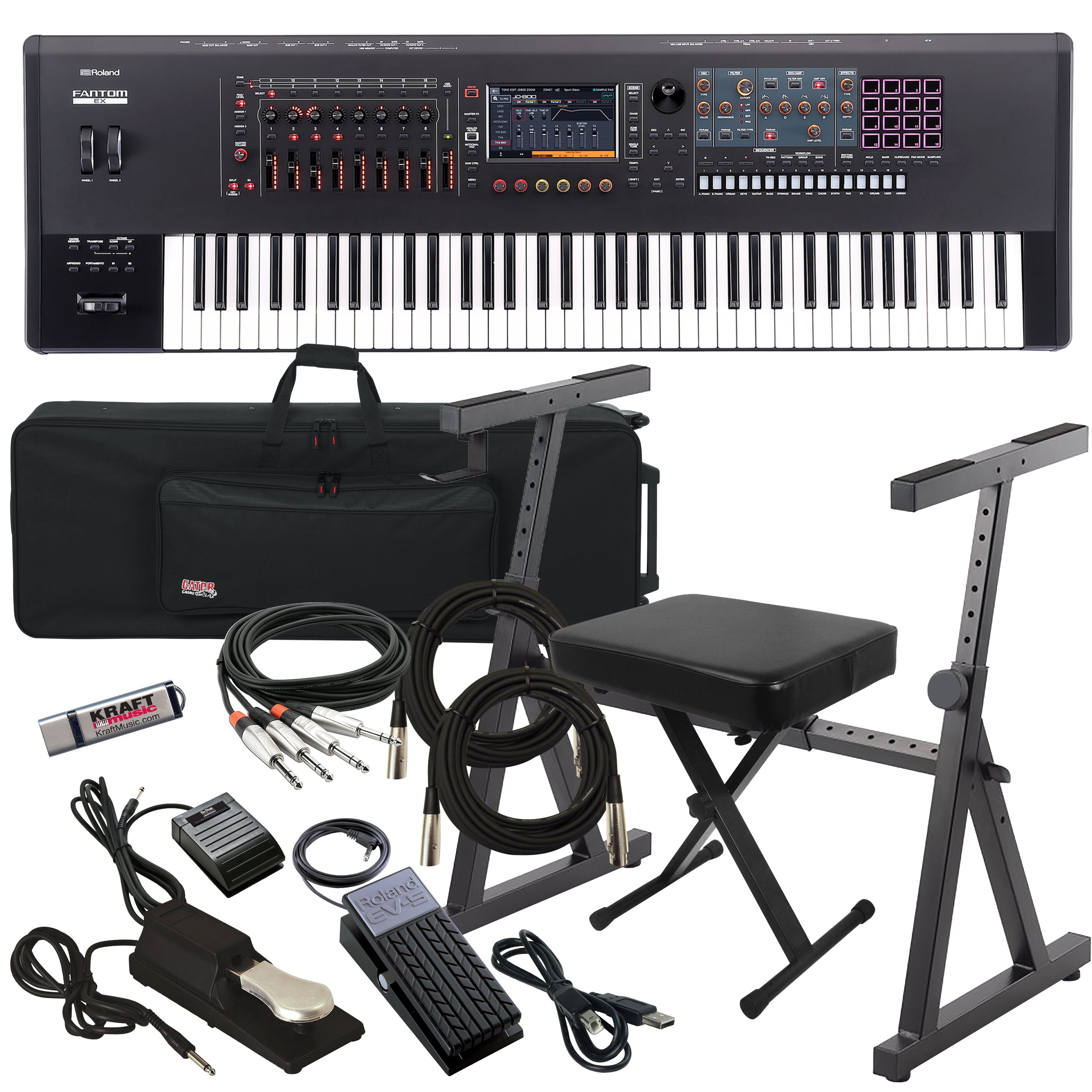 roland expression pedal ev 7 Roland Fantom 7 EX 76-Key Workstation Keyboard Synthesizer