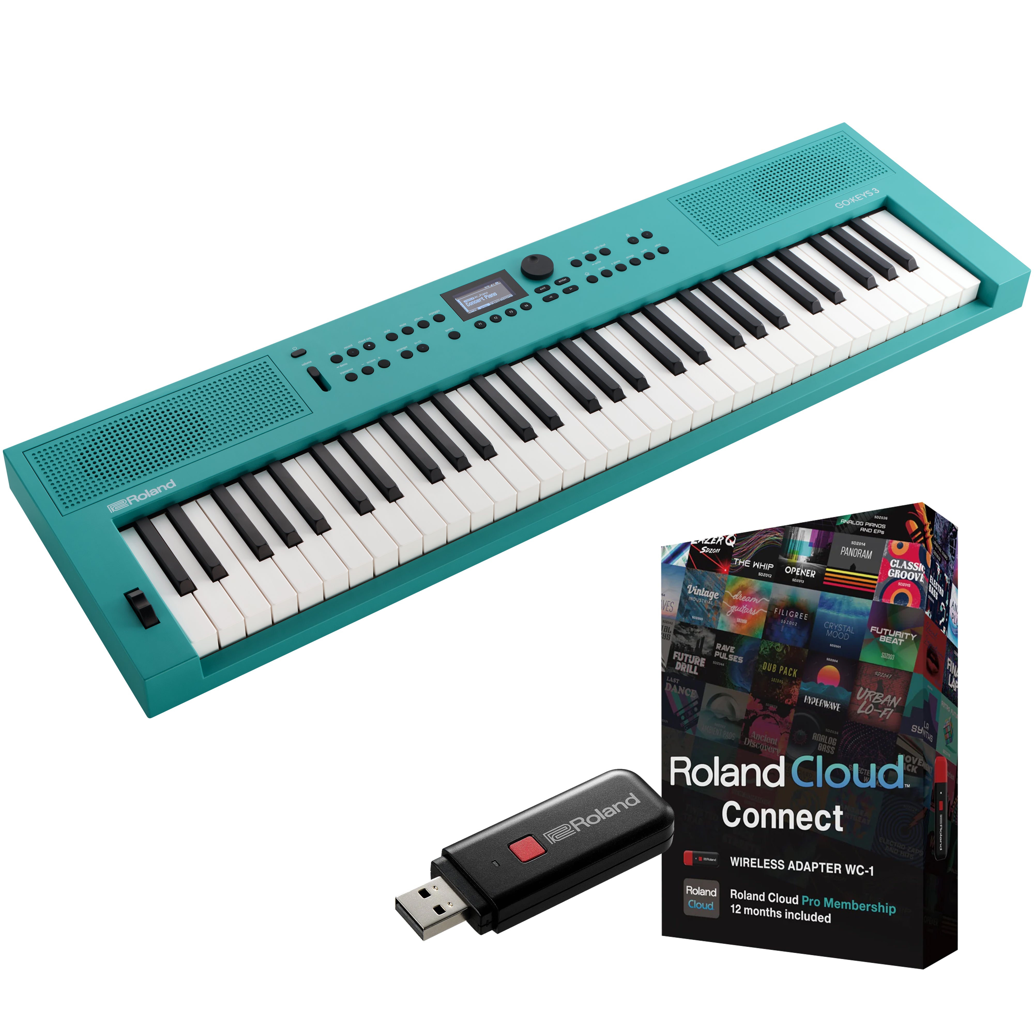 Roland GoKeys 3 Music Creation Keyboard - Turquoise CLOUD CONNECT BUNDLE