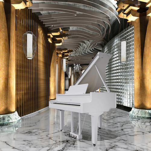 Roland GP-9M Digital Grand Piano with Moving Keys - Polished White