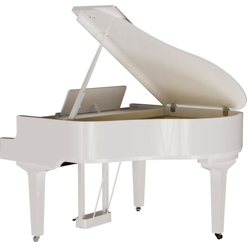 Back view of the Roland GP-9 Digital Grand Piano - Polished White