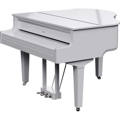 Roland GP-9M Digital Grand Piano with Moving Keys - Polished White - lid and key cover closed