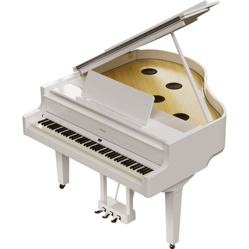 Roland GP-9 Digital Grand Piano - Polished White left angle from above